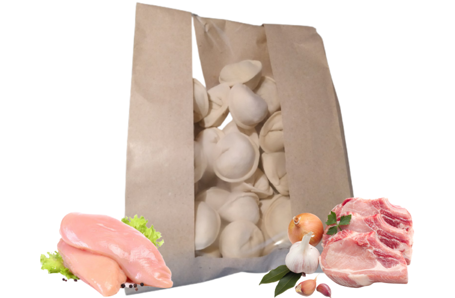 Пельмени из курятины и свинины